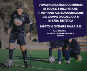 INAUGURAZIONE CAMPO DI CALCIO A 11 CENTRO SPORTIVO COMUNALE e PREMIAZIONE SPORTIVO DELL’ANNO